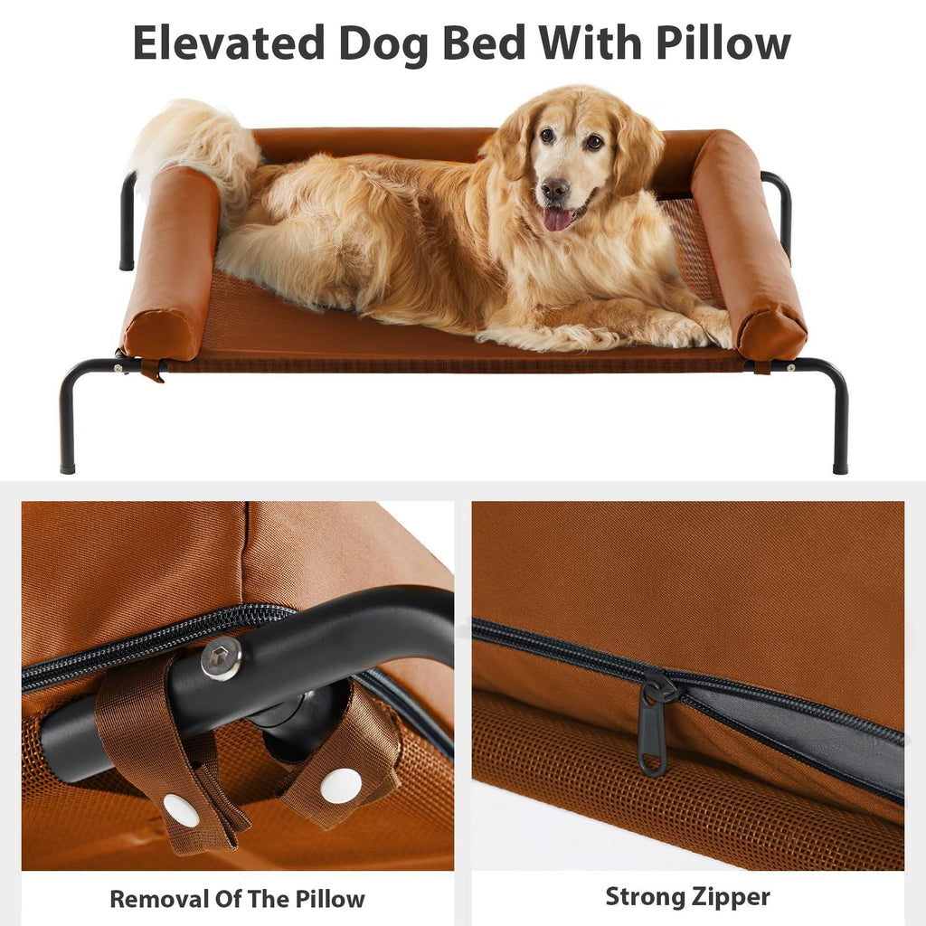 Large dog detachable dog beds that do not touch the ground; Cool ice silk camp bed Large dog beds that can be machine washed and are scratch-resistant. Suitable for all seasons