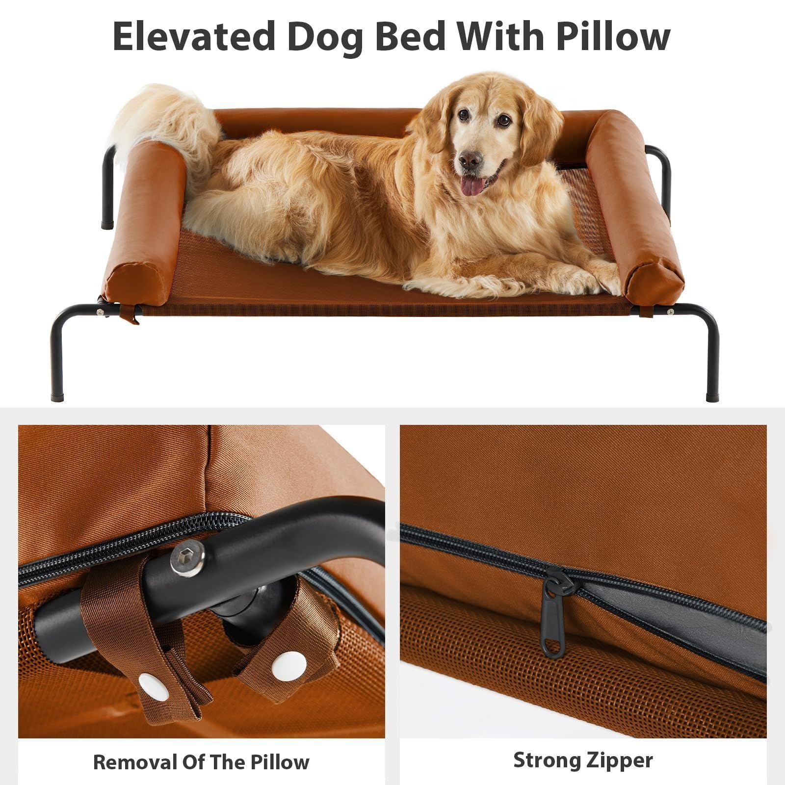 Large dog detachable dog beds that do not touch the ground; Cool ice silk camp bed Large dog beds that can be machine washed and are scratch-resistant. Suitable for all seasons
