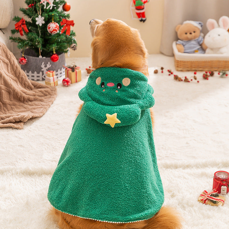Christmas cartoon drawstring cape Sleeveless pet dog clothes for large Golden Retrievers and Labradors in autumn and winter