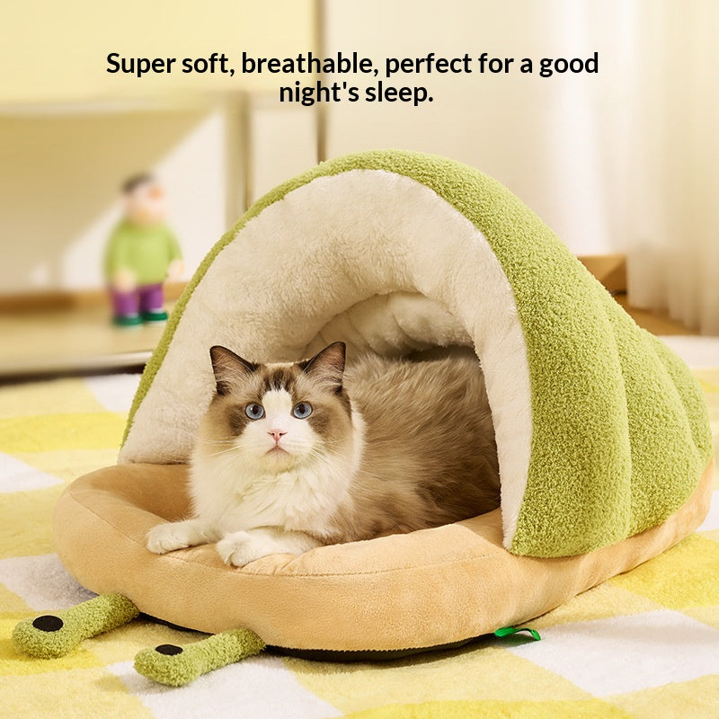 Snail-shaped cloud-shaped velvet slipper nest; Semi-closed nest; A warm pet bed for cats and dogs in autumn and winter