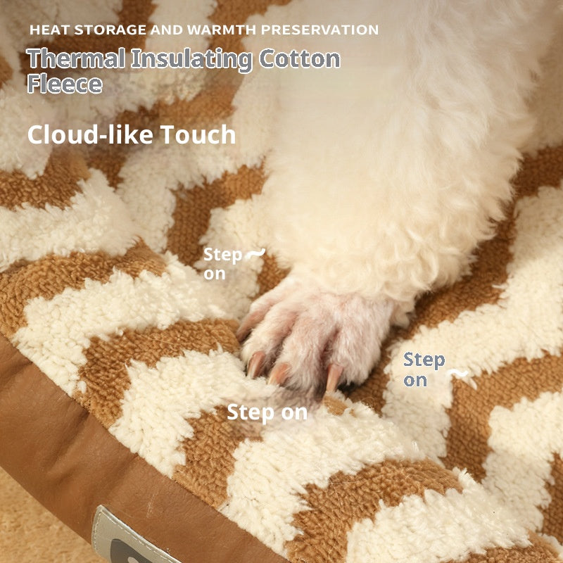 Plush cat and dog beds are surrounded on all four sides. Detachable and washable; Warm pet bed; Pet mat