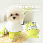 Outdoor four-legged raincoat Dog clothes, transparent raincoats and raincoats; The waterproof cap can be pulled. A small dog with a four-legged tummy