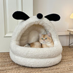Animal-shaped yurt cat bed A large semi-enclosed dog house for keeping cats warm in winter; Detachable and washable pet bed