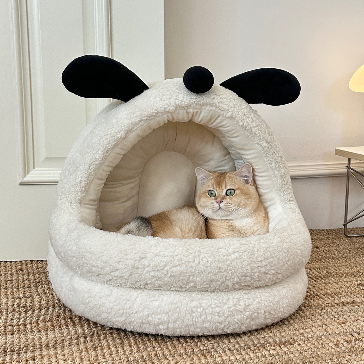 Animal-shaped yurt cat bed A large semi-enclosed dog house for keeping cats warm in winter; Detachable and washable pet bed