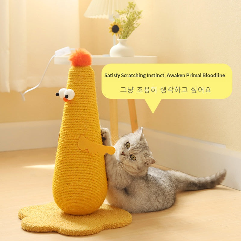 Chicken-shaped sisal claw grinding column, vertical scratch-resistant and non-flaking hemp rope column with grab board. Self-entertaining and boring cat climbing frame Pet supplies