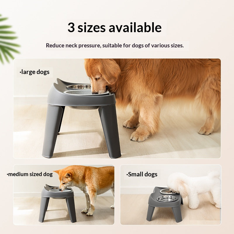 Dogs eat bowls and basins. Large dog cervical protection pet slow food bowl; Stainless steel rice bowl with high legs