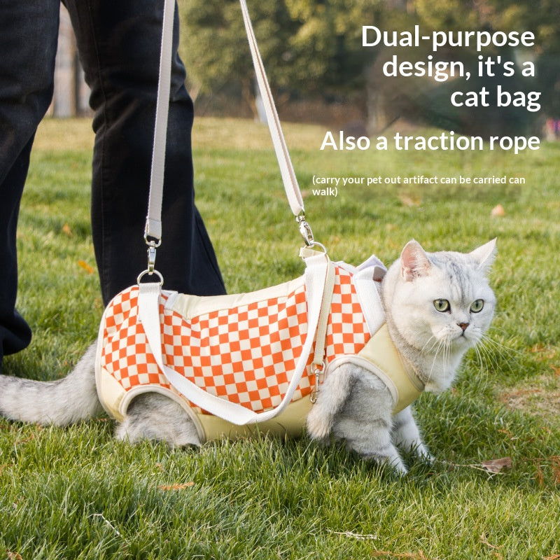 Pet cat single-shoulder strap; Portable crossbody cat bag for going out; Anti-escape cat slithering tool; Cat supplies