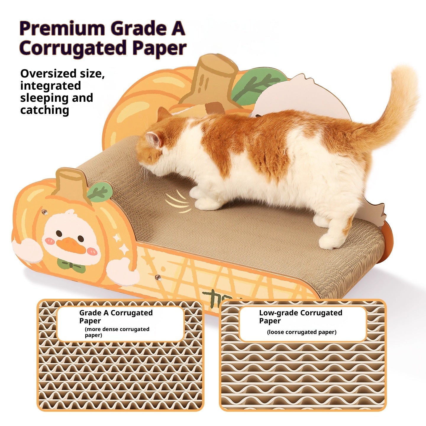 Extra-large cat scratch-board sofa; Wear-resistant and does not shed chips; Cat scratch-board corrugated paper cat bed integrated; Suitable for all seasons