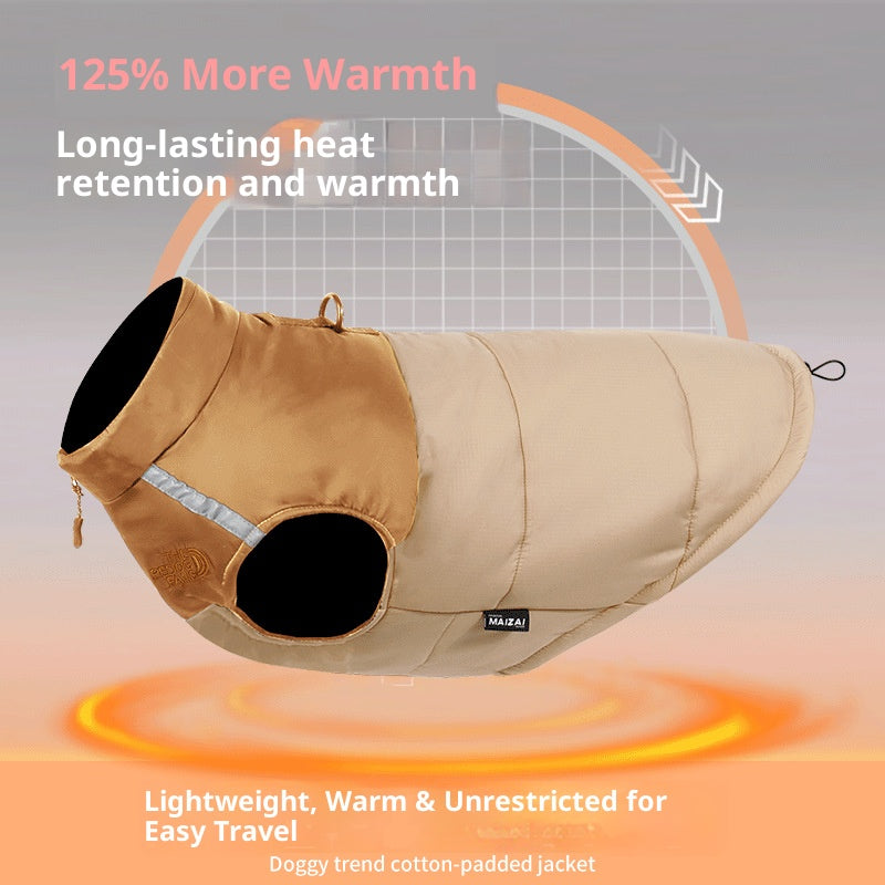 Waterproof reflective pet clothing for autumn and winter ; Dog cotton-padded clothes can pull large dog clothes. Pet clothing