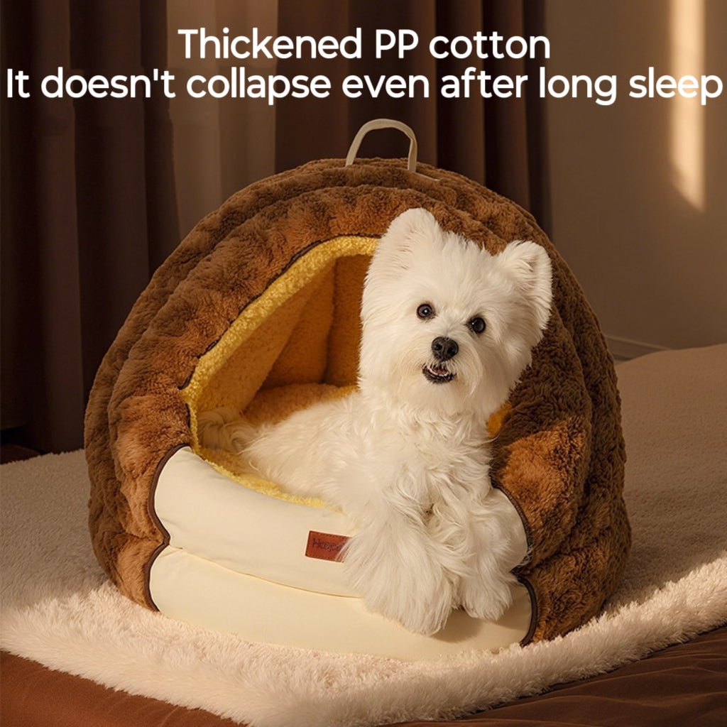 Semi-enclosed cat beds, dog beds; The entire mat is detachable and washable. Thick winter warm beds for cats and dogs