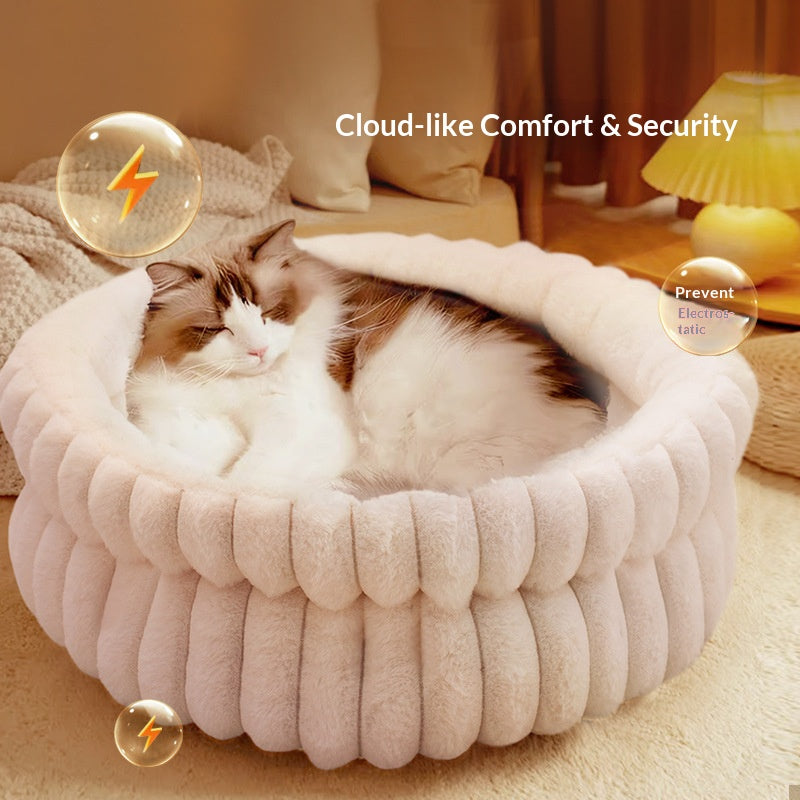 Cloud Three-dimensional Pet Round Bed: Thickened large dog mat for pet beds; Moisture-proof and warm dog bed A small round dog and cat bed