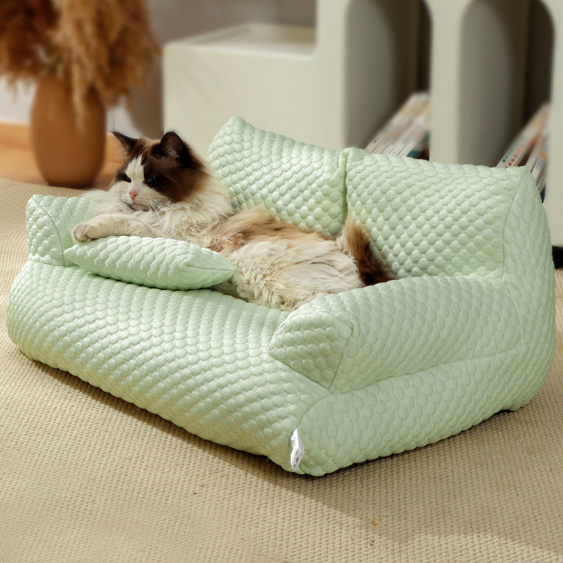 Ice Silk breathable pet sofa bed Suitable for all seasons; Detachable and washable cat beds and dog beds; Cool, breathable, soft and comfortable