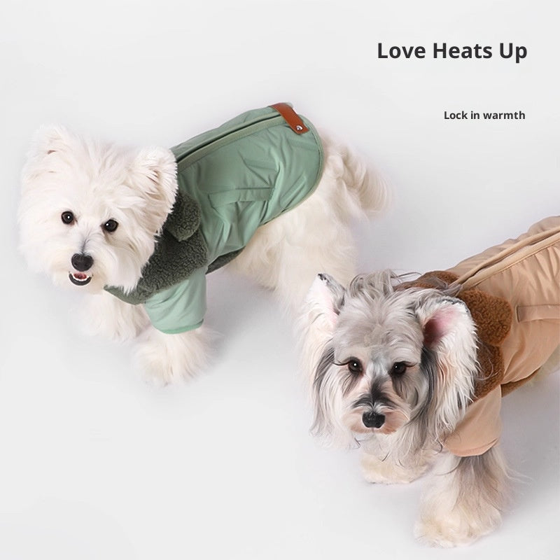 Dog autumn and winter cotton-padded jacket; Ultrasonic quilted cotton clothing Anti-shedding and warm clothes for puppies and kittens when they go out