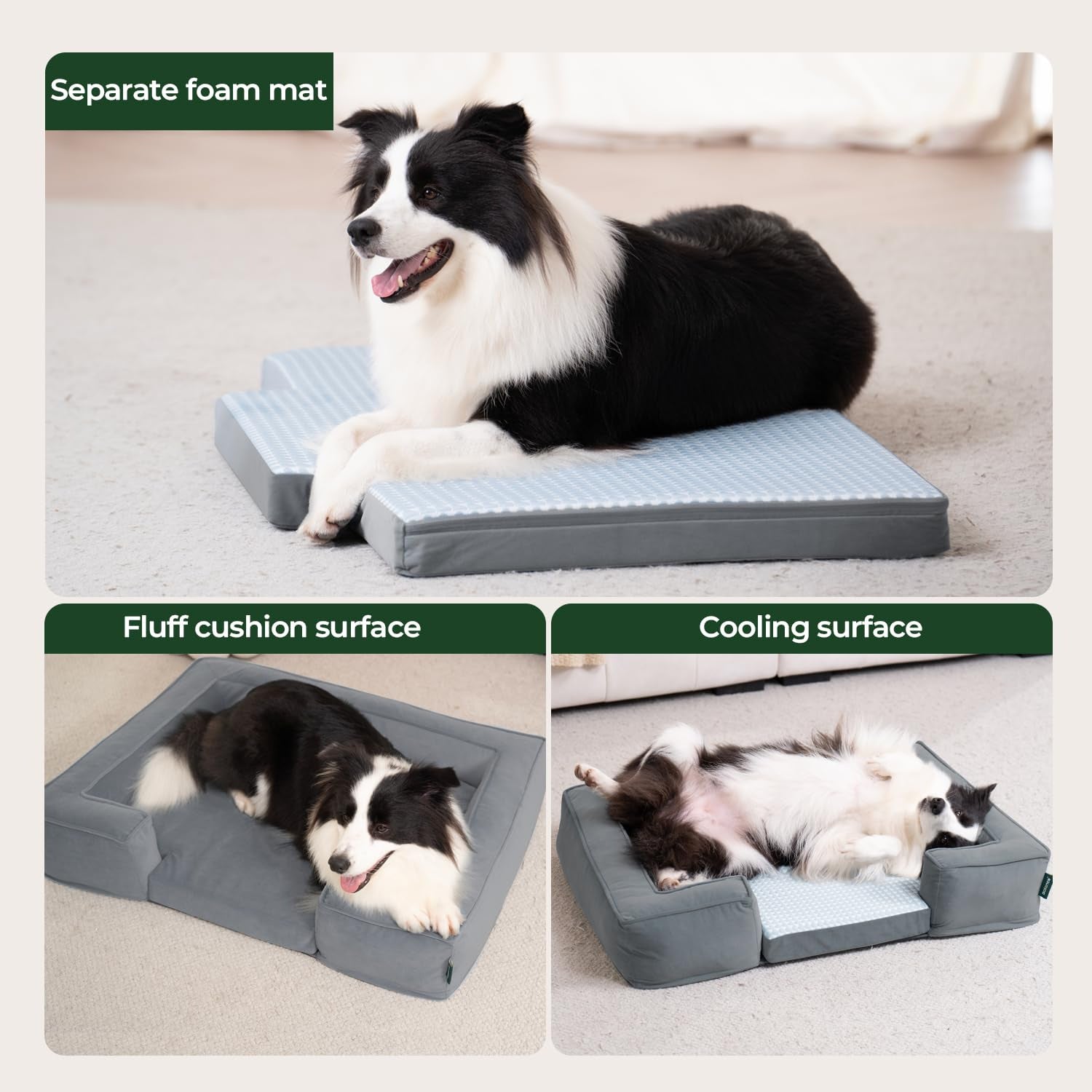 Detachable memory foam dog bed; Four-season universal cool fabric dog bed; The dog bed can be washed and disassembled in summer