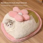 Cloud Flower Cat Bed: Keep the cat bed warm in winter; Semi-enclosed cat sleeping slipper bed; Winter cat bed; All-season dog kennel