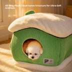 Snow house-shaped pet bed; Cartoon semi-enclosed thickened cat and dog beds; Detachable and washable pet bed