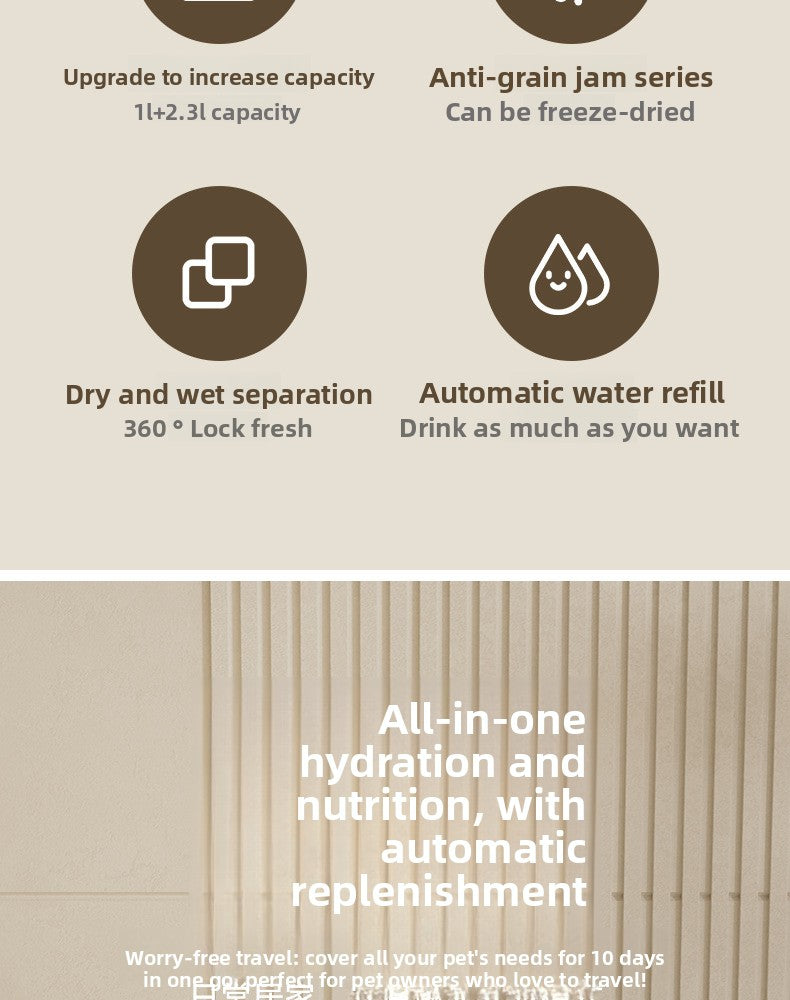 New Automatic Cat Feeder Dog Bowl Pet Bowl Cat Basin 2-in-1 Water Dispenser Cat Bowl Pet Supplies Cross-border