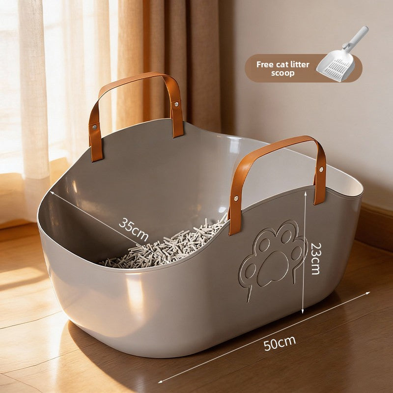 Portable Cat Litter Box Basket Large Car-mounted Cat Litter Box Foldable Portable Cat Toilet Outdoor Carry Splash-proof