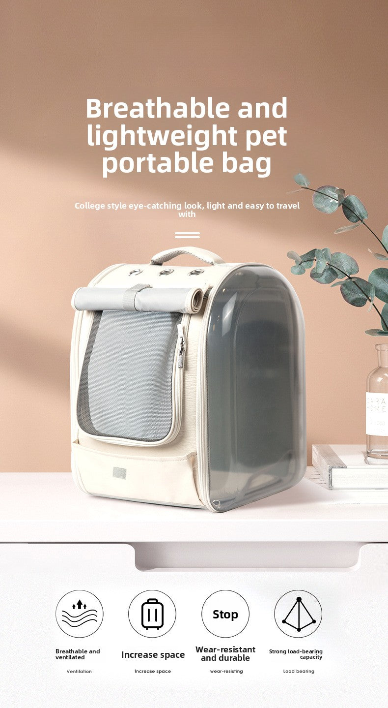 Outdoor Cat Carrier Bag Large Capacity Transparent Cat Dog Carrier Backpack Breathable Space Capsule Pet Supplies