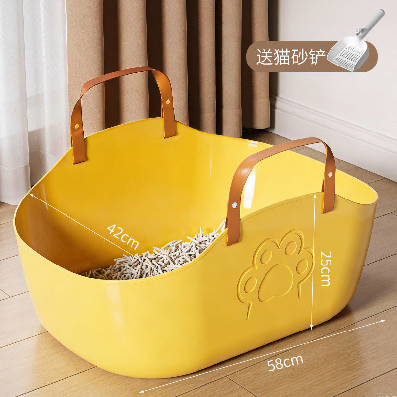 Portable Cat Litter Box Basket Large Car-mounted Cat Litter Box Foldable Portable Cat Toilet Outdoor Carry Splash-proof