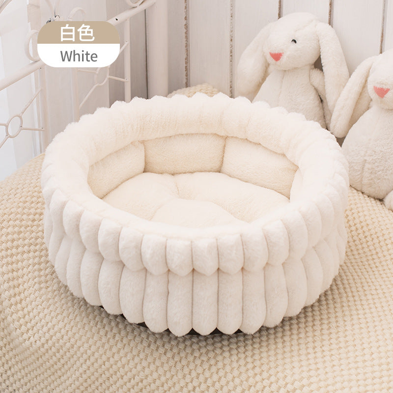 Cloud Three-dimensional Pet Round Bed: Thickened large dog mat for pet beds; Moisture-proof and warm dog bed A small round dog and cat bed