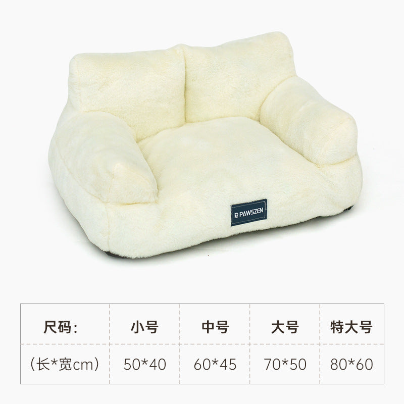 Rabbit fur sofa pet bed: Dog bed, cat bed, warm rabbit fur pet bed; Large detachable pet sofa; Winter dog sofa cat villa