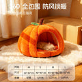Pumpkin-shaped warm cat bed, winter warm dog bed, pet cat bed; Pet supplies for fully enclosed cat beds