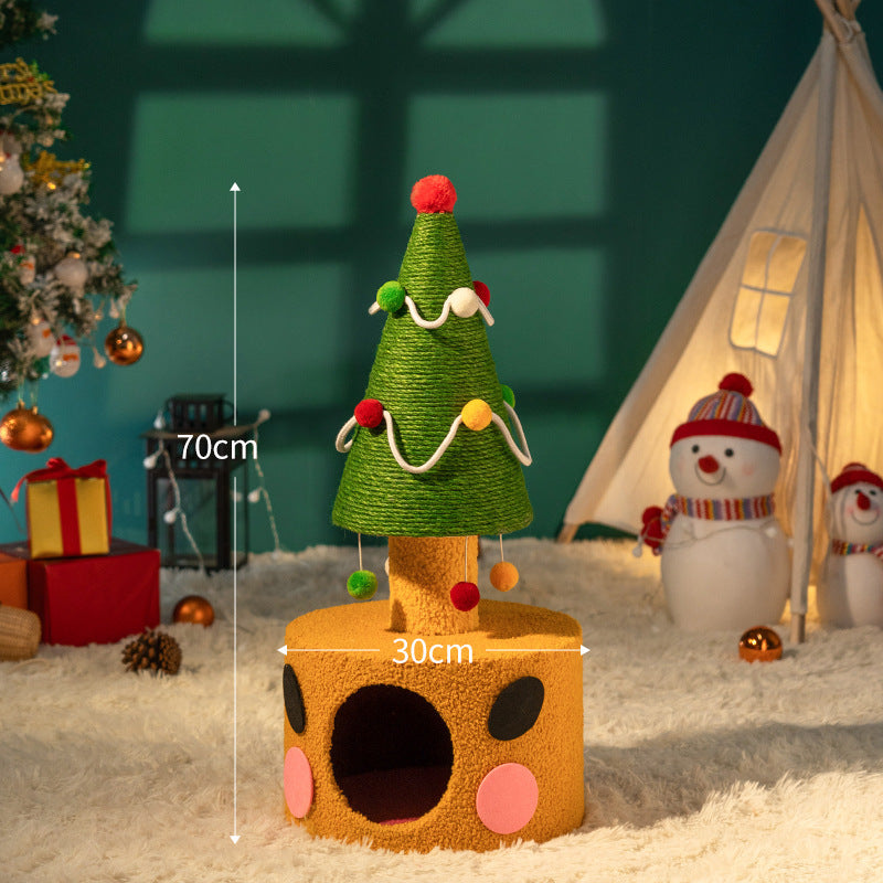 Christmas Tree Sisal Cat Scratching Board Wear-Resistant Non-Shedding Cat Claw Board Cat Climbing Frame Nest Integrated Cat Scratching Post Cat Toy