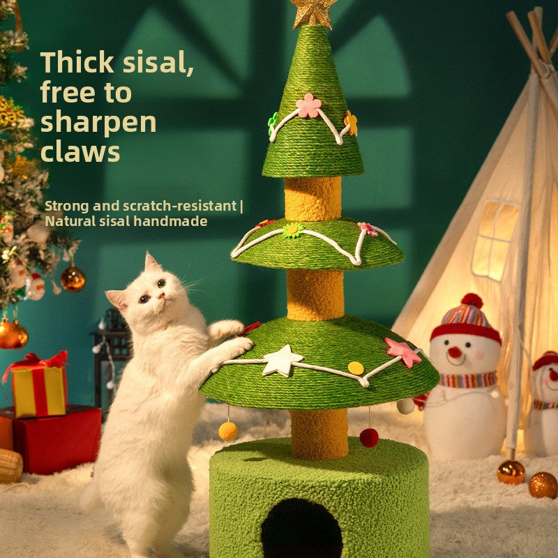 Christmas Tree Sisal Cat Scratching Board Wear-Resistant Non-Shedding Cat Claw Board Cat Climbing Frame Nest Integrated Cat Scratching Post Cat Toy