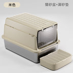 Square stainless steel cat litter box; Large-space dirt-resistant and wear-resistant cat toilet; Closed cat litter box pet supplies