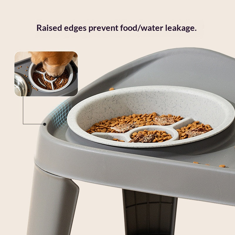 Dogs eat bowls and basins. Large dog cervical protection pet slow food bowl; Stainless steel rice bowl with high legs