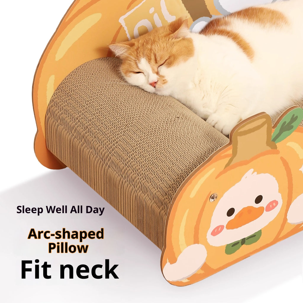 Extra-large cat scratch-board sofa; Wear-resistant and does not shed chips; Cat scratch-board corrugated paper cat bed integrated; Suitable for all seasons