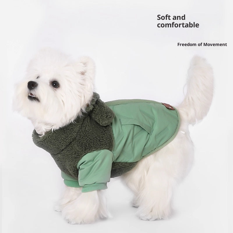 Dog autumn and winter cotton-padded jacket; Ultrasonic quilted cotton clothing Anti-shedding and warm clothes for puppies and kittens when they go out