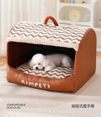 Drawer-style dog kennel Add velvet in winter for warmth. Semi-enclosed large-space cat bed; Textured leather dog bed; Suitable for all seasons