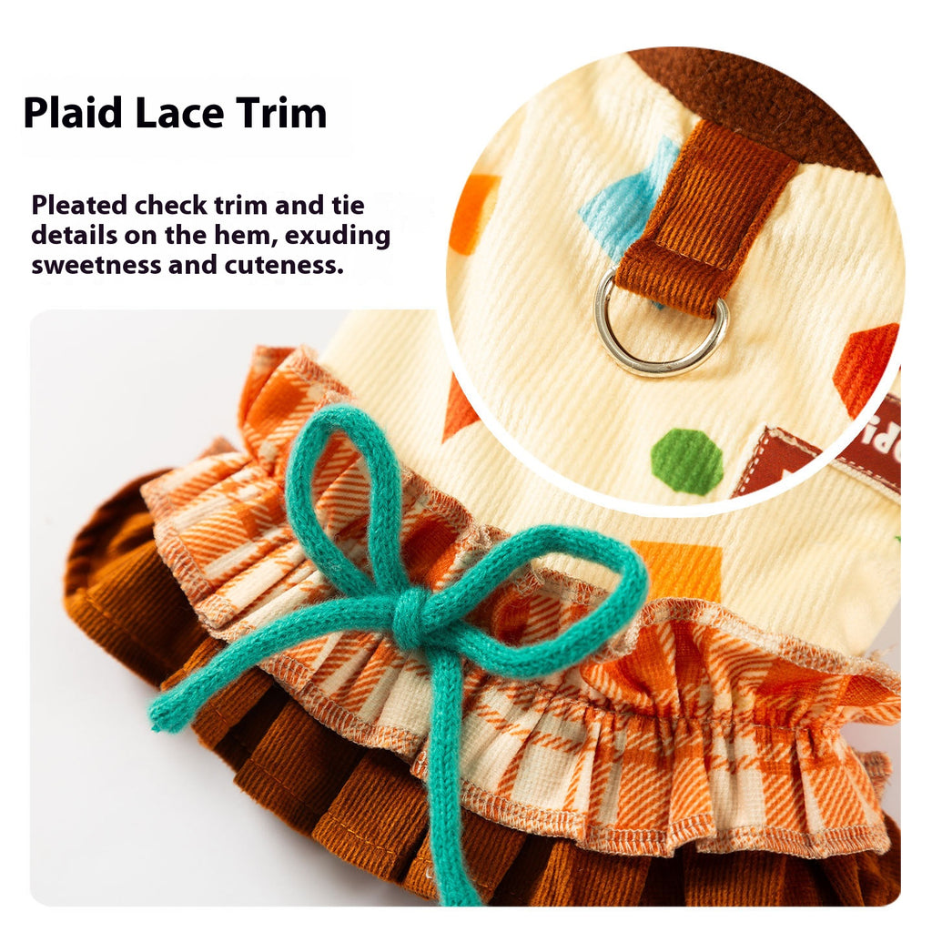 Warm corduroy princess-style cotton-padded jackets and skirts for small and medium-sized dogs in autumn and winter； Cat teddy pet dog clothes