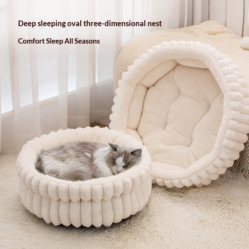Cloud Three-dimensional Pet Round Bed: Thickened large dog mat for pet beds; Moisture-proof and warm dog bed A small round dog and cat bed