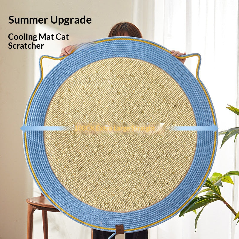 Rattan pet round mat: Cat mat for sleeping; Wear-resistant and non-flaking pet supplies; Rattan mat cat ice pad Floor mat cat scratcher
