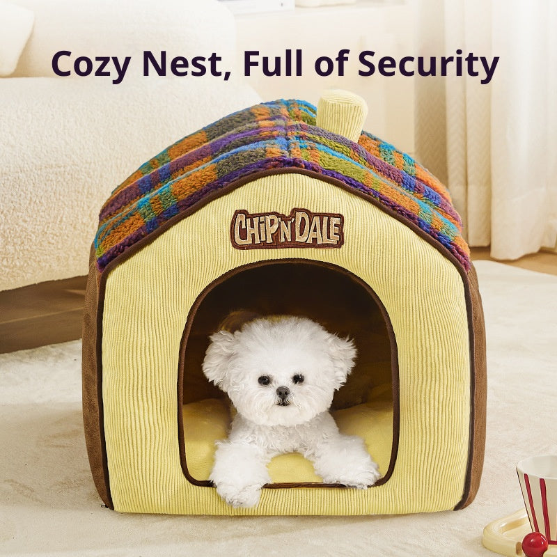 Winter warm pet bed; Small and medium-sized dogs suitable for all seasons; Luxury villa cat house