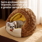 Semi-enclosed cat beds, dog beds; The entire mat is detachable and washable. Thick winter warm beds for cats and dogs