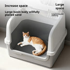 Large-sized, wide-opening closed cat litter box; Anti-splash and odor-proof cat toilet; Push out the cat litter box