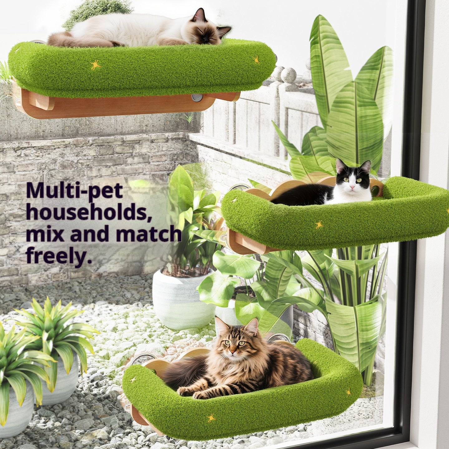 Cat home hammock cat bed; All-season climbing mat; Cat Cat solid wood hammock Window-sucking hammock