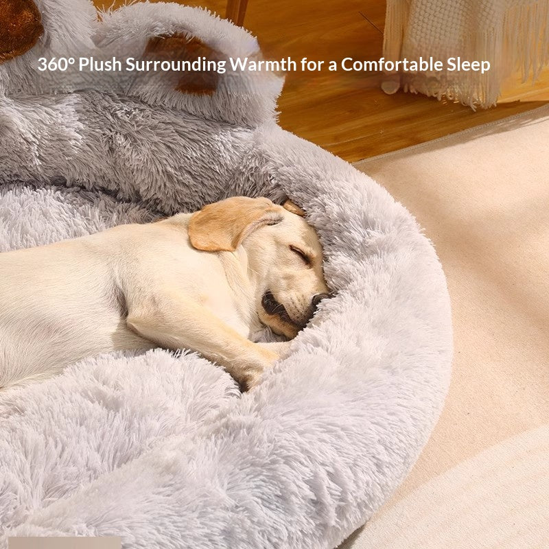 Bear palm-shaped pet bed; A warm dog bed for medium and large-sized dogs in winter. Fleece sofa sleeping pad All-season pet supplies