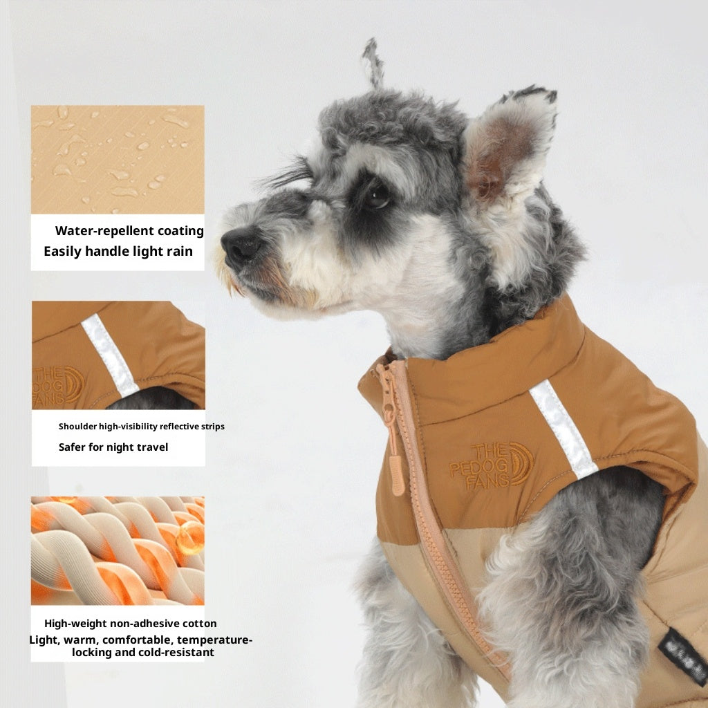 Waterproof reflective pet clothing for autumn and winter ; Dog cotton-padded clothes can pull large dog clothes. Pet clothing