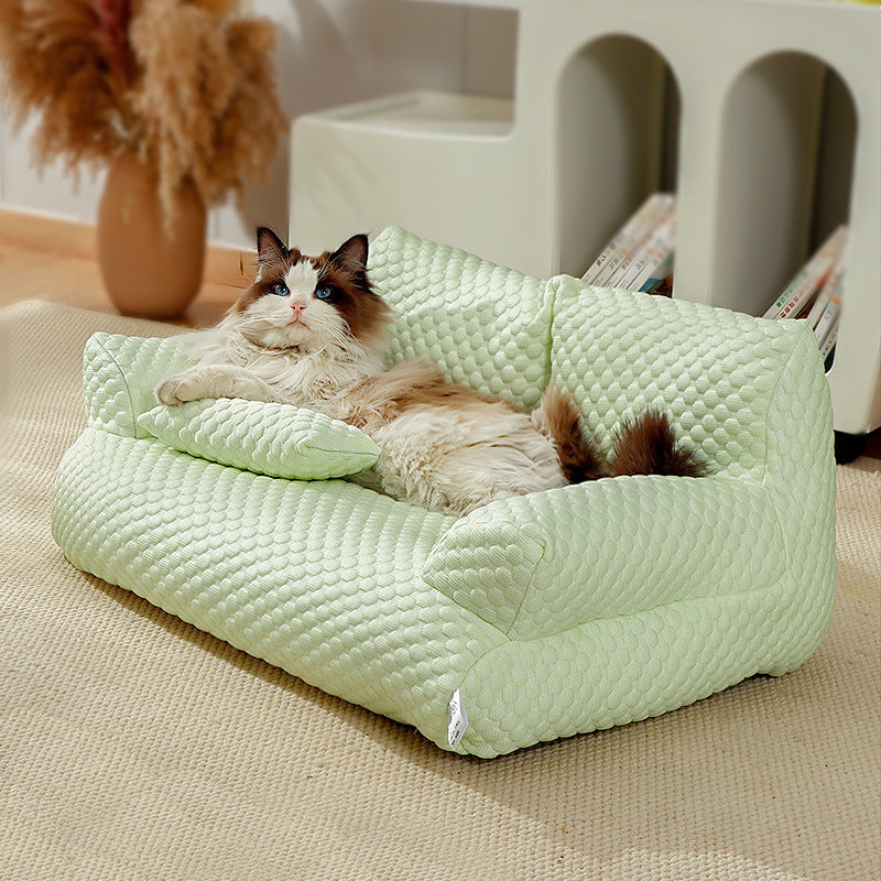 Ice Silk breathable pet sofa bed Suitable for all seasons; Detachable and washable cat beds and dog beds; Cool, breathable, soft and comfortable