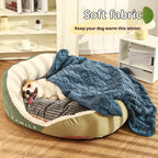 Color-blocking high-backrest dog house; Fully enclosed sofa dog bed cushion; Thick and large doghouse winter Seasonal warm pet bed