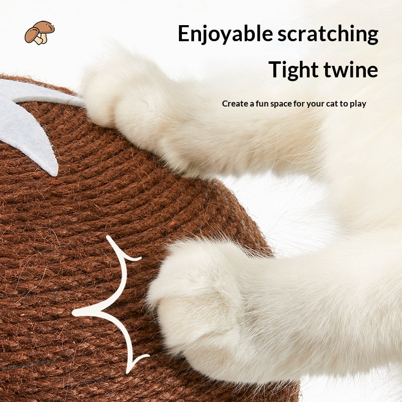 Cute and fun mushroom cat Scratch pillar Cat scratch board, sisal cat scratch post; Wear-resistant and does not shed chips; Mushroom standing claw grinding toy Cat supplies
