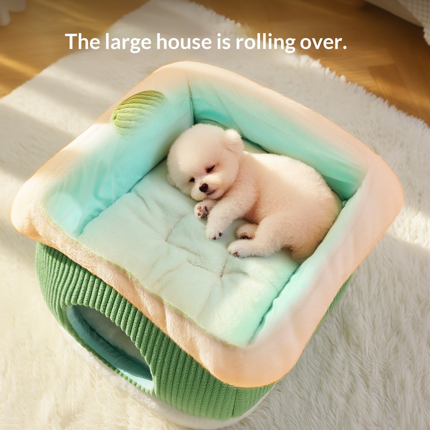 Snow house-shaped pet bed; Cartoon semi-enclosed thickened cat and dog beds; Detachable and washable pet bed