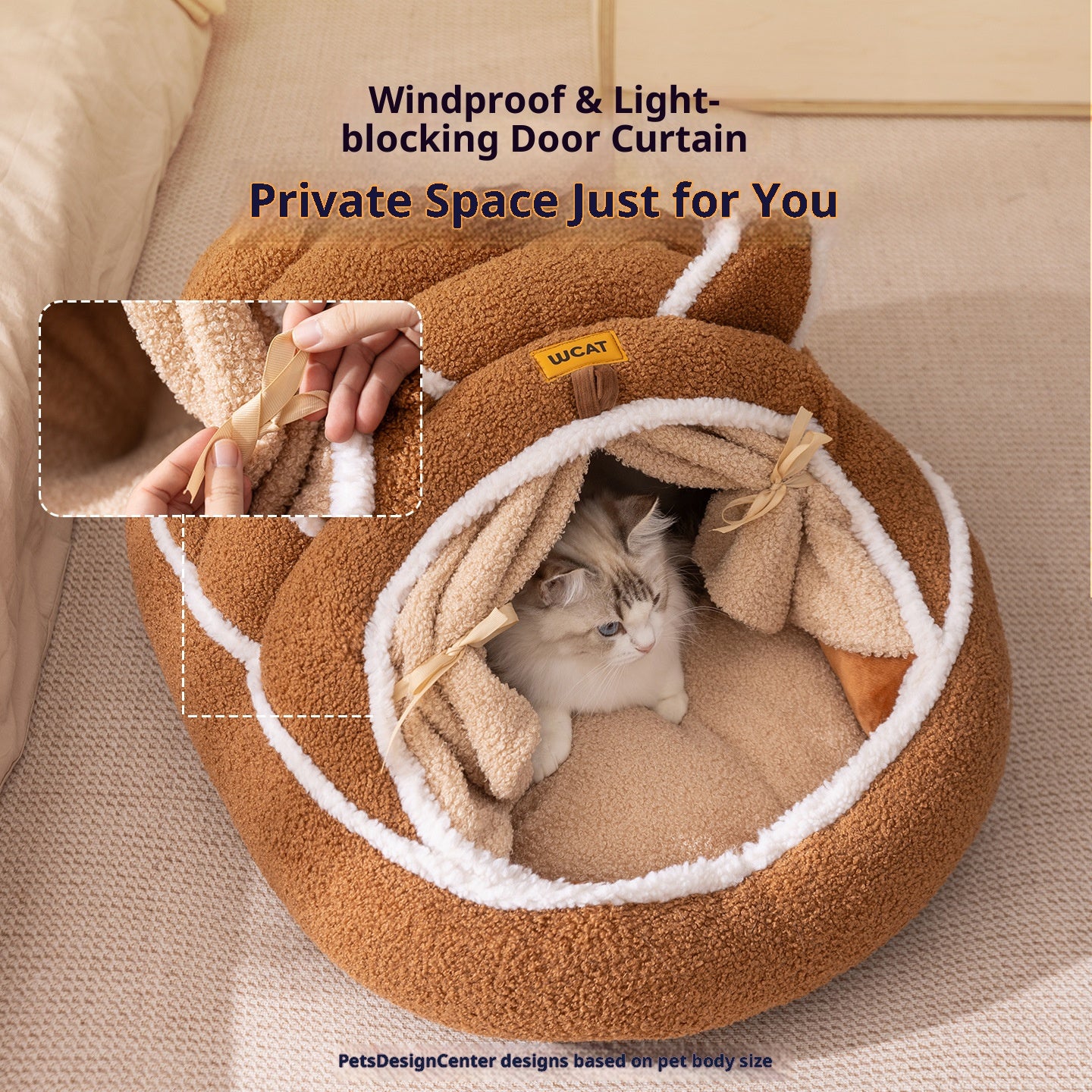 Autumn and winter plush pet bed; Cute cat ears; Warm three-dimensional enveloping style; Soft and deep sleep in dog and cat beds; Pet bed pad