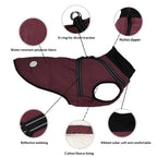 One-piece dog cotton-padded jacket for the chest and back; Autumn and winter dog cotton-padded jacket with zipper on the back; Warm and thickened chest and back one-piece design