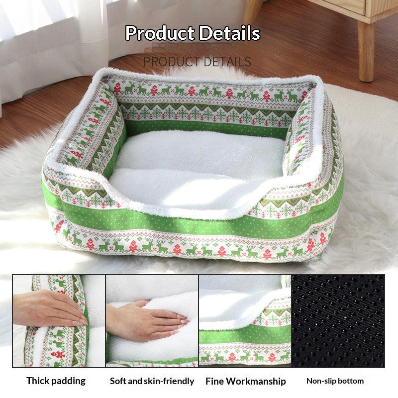 Warm Winter Series · Christmas Elk Pet Bed: Pet Cat Bed, Dog Bed, Pet Bed Dog bed winter dog mat Thickened beds for medium and small-sized dogs